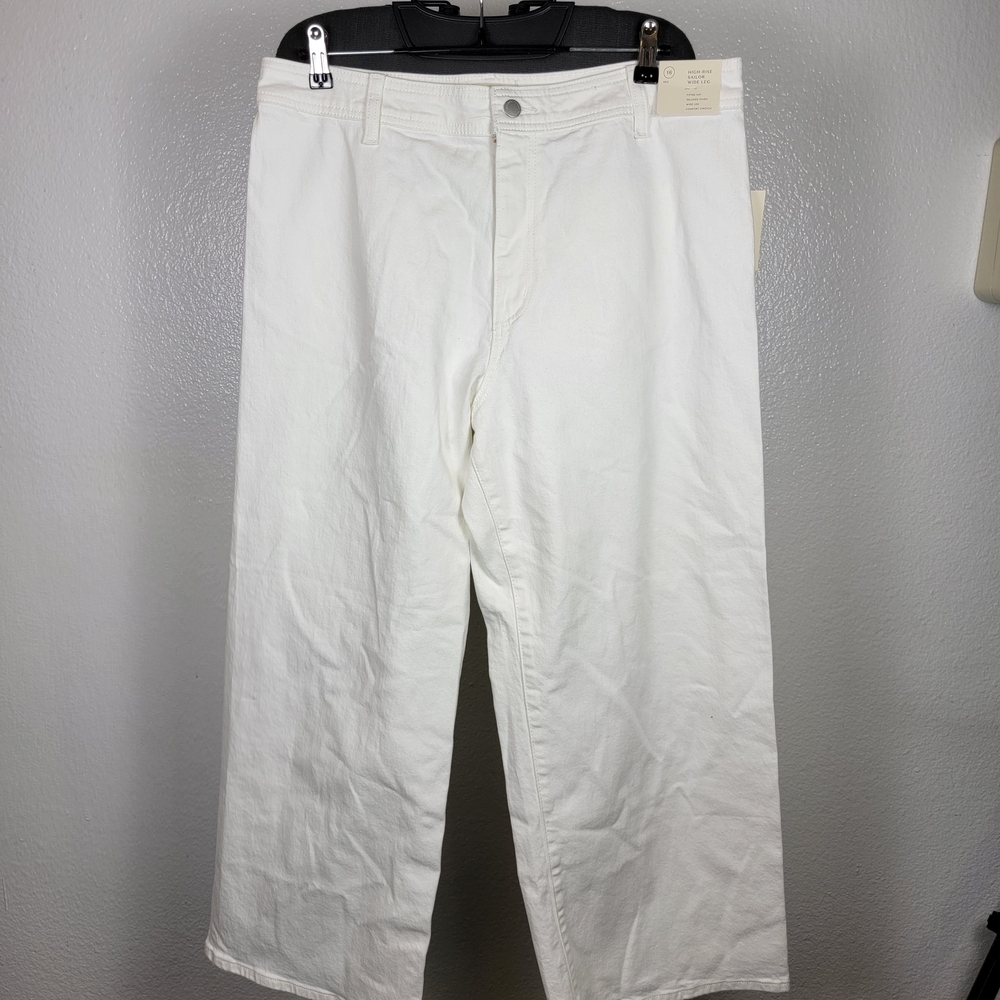 Universal Thread White Women's High-Rise Sailor Wide Leg Ankle‎ Jeans Sz16